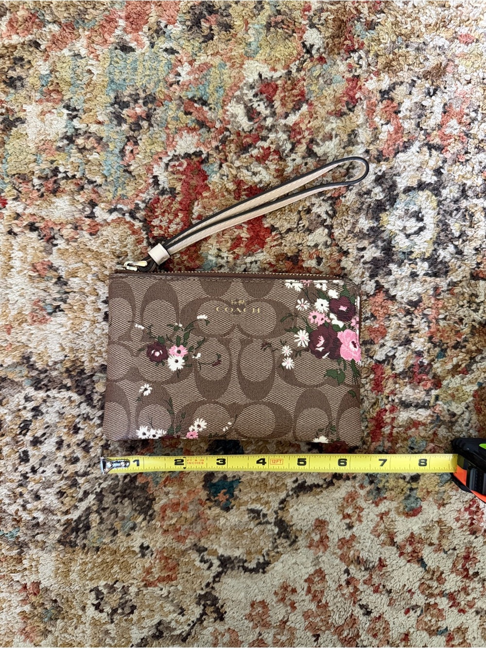 Coach Brown Signature Floral Wristlet